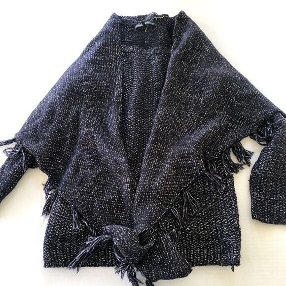 White House Black Market Blue Silver Sweater With Shawl Scarf Removable XS A894 - Picture 1 of 6